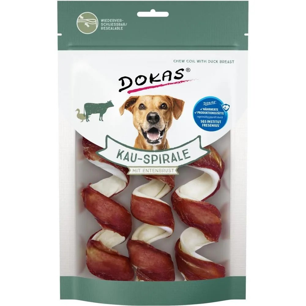 Dokas Tyggespiral med andebryst 3 stk 110 g - naturlige tyggeben